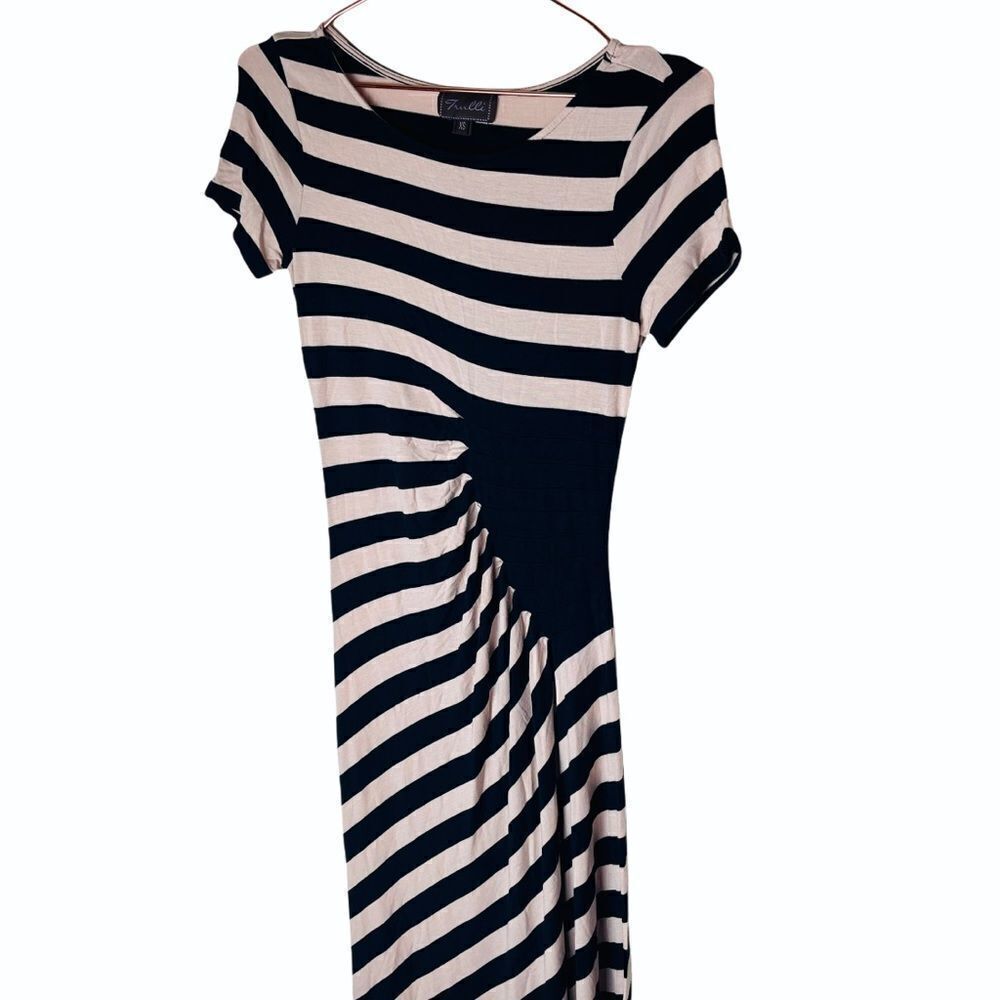 EUC ANGL Trulli Nude Striped Maxi Dress XS